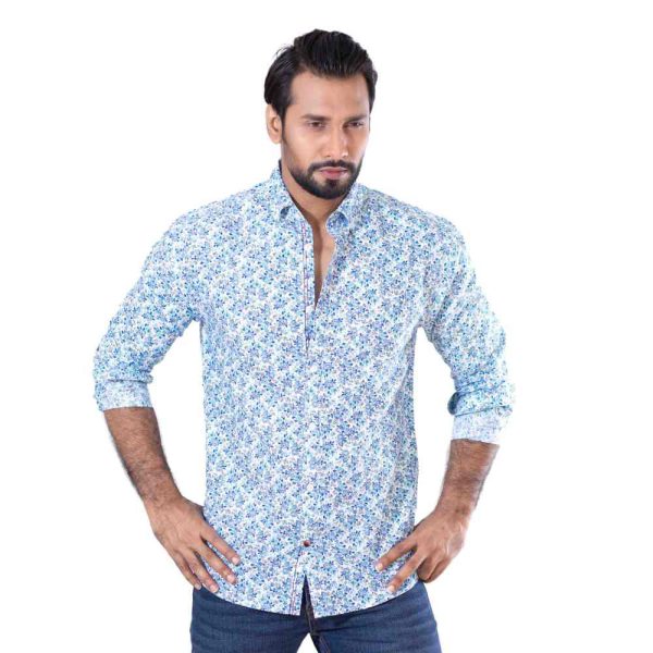 Men’s Blue Floral Casual Shirt